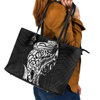 New Zealand Eel Leather Tote Bag Tuna Aotearoa Maori Patten - Black LT14 - Polynesian Pride