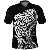 New Zealand Eel Polo Shirt Tuna Aotearoa Maori Patten - Black