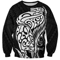 New Zealand Eel Sweatshirt Tuna Aotearoa Maori Patten - Black LT14 Unisex Black - Polynesian Pride