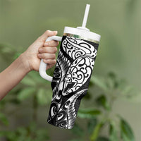 New Zealand Eel Tumbler With Handle Tuna Aotearoa Maori Patten - Black LT14 - Polynesian Pride