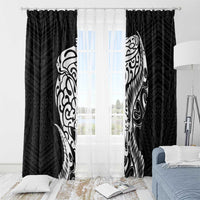 New Zealand Eel Window Curtain Tuna Aotearoa Maori Patten - Black LT14 - Polynesian Pride