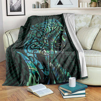 New Zealand Eel Blanket Tuna Aotearoa Maori With Paua Shell - Turquoise LT14 Turquoise - Polynesian Pride