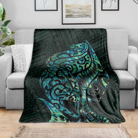 New Zealand Eel Blanket Tuna Aotearoa Maori With Paua Shell - Turquoise LT14 - Polynesian Pride