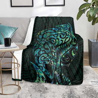 New Zealand Eel Blanket Tuna Aotearoa Maori With Paua Shell - Turquoise LT14 - Polynesian Pride