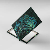 New Zealand Eel Canvas Wall Art Tuna Aotearoa Maori With Paua Shell - Turquoise LT14 With Frame Turquoise - Polynesian Pride