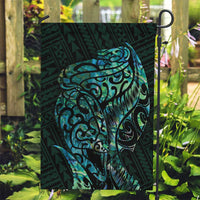 New Zealand Eel Garden Flag Tuna Aotearoa Maori With Paua Shell - Turquoise LT14 Garden Flag Turquoise - Polynesian Pride