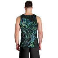 New Zealand Eel Men Tank Top Tuna Aotearoa Maori With Paua Shell - Turquoise LT14 - Polynesian Pride