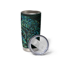 New Zealand Eel Tumbler Cup Tuna Aotearoa Maori With Paua Shell - Turquoise LT14 - Polynesian Pride