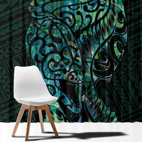 New Zealand Eel Window Curtain Tuna Aotearoa Maori With Paua Shell - Turquoise LT14 - Polynesian Pride