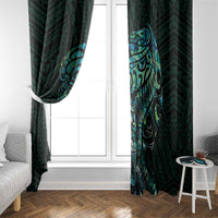 New Zealand Eel Window Curtain Tuna Aotearoa Maori With Paua Shell - Turquoise LT14 - Polynesian Pride