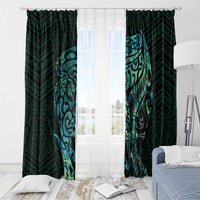 New Zealand Eel Window Curtain Tuna Aotearoa Maori With Paua Shell - Turquoise LT14 - Polynesian Pride