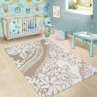 Polynesia Area Rug Polynesian Tropical Flowers Beige Pastel Vibes LT14 - Polynesian Pride