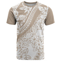 Polynesia T Shirt Polynesian Tropical Flowers Beige Pastel Vibes LT14 Beige - Polynesian Pride