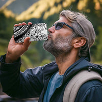 Polynesia 4 in 1 Can Cooler Tumbler Polynesian Tropical Flowers Black Pastel Vibes
