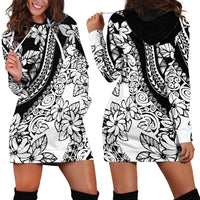 Polynesia Hoodie Dress Polynesian Tropical Flowers Black Pastel Vibes LT14 - Polynesian Pride