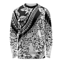 Polynesia Long Sleeve Shirt Polynesian Tropical Flowers Black Pastel Vibes LT14 Unisex Black - Polynesian Pride