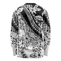 Polynesia Long Sleeve Shirt Polynesian Tropical Flowers Black Pastel Vibes LT14 - Polynesian Pride