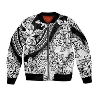 Polynesia Sleeve Zip Bomber Jacket Polynesian Tropical Flowers Black Pastel Vibes LT14 Unisex Black - Polynesian Pride