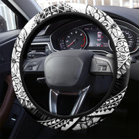 Polynesia Steering Wheel Cover Polynesian Tropical Flowers Black Pastel Vibes LT14 - Polynesian Pride