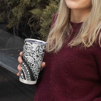 Polynesia Tumbler Cup Polynesian Tropical Flowers Black Pastel Vibes LT14 - Polynesian Pride