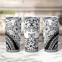 Polynesia Tumbler Cup Polynesian Tropical Flowers Black Pastel Vibes LT14 - Polynesian Pride