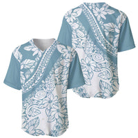 Polynesia Baseball Jersey Polynesian Tropical Flowers Blue Pastel Vibes LT14 - Polynesian Pride
