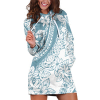 Polynesia Hoodie Dress Polynesian Tropical Flowers Blue Pastel Vibes LT14 Blue - Polynesian Pride