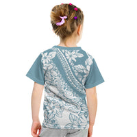 Polynesia Kid T Shirt Polynesian Tropical Flowers Blue Pastel Vibes LT14 - Polynesian Pride
