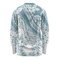 Polynesia Long Sleeve Shirt Polynesian Tropical Flowers Blue Pastel Vibes LT14 - Polynesian Pride