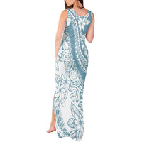 Polynesia Tank Maxi Dress Polynesian Tropical Flowers Blue Pastel Vibes LT14 - Polynesian Pride