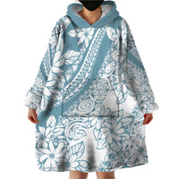 Polynesia Wearable Blanket Hoodie Polynesian Tropical Flowers Blue Pastel Vibes LT14 - Polynesian Pride