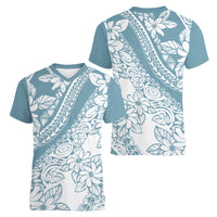polynesia-women-v-neck-t-shirt-polynesian-tropical-flowers-blue-pastel-vibes