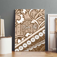 Beige Bula Fiji Canvas Wall Art Fijian Language Week Tapa Cloth - Pastel LT14 - Polynesian Pride