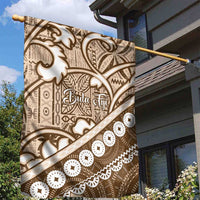 Beige Bula Fiji Garden Flag Fijian Language Week Tapa Cloth - Pastel LT14 - Polynesian Pride