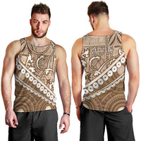 Beige Bula Fiji Men Tank Top Fijian Language Week Tapa Cloth - Pastel LT14 - Polynesian Pride
