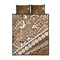 Beige Bula Fiji Quilt Bed Set Fijian Language Week Tapa Cloth - Pastel LT14 - Polynesian Pride