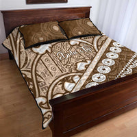 Beige Bula Fiji Quilt Bed Set Fijian Language Week Tapa Cloth - Pastel LT14 - Polynesian Pride