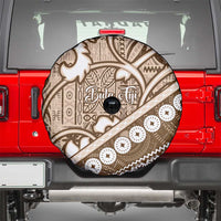 Beige Bula Fiji Spare Tire Cover Fijian Language Week Tapa Cloth - Pastel LT14 - Polynesian Pride