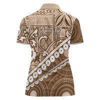 Beige Bula Fiji Women Polo Shirt Fijian Language Week Tapa Cloth - Pastel
