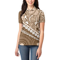 Beige Bula Fiji Women Polo Shirt Fijian Language Week Tapa Cloth - Pastel