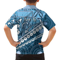 Blue Bula Fiji Family Matching Puletasi and Hawaiian Shirt Fijian Language Week Tapa Cloth - Pastel