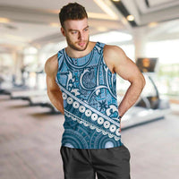 Blue Bula Fiji Men Tank Top Fijian Language Week Tapa Cloth - Pastel LT14 Blue - Polynesian Pride