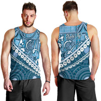 Blue Bula Fiji Men Tank Top Fijian Language Week Tapa Cloth - Pastel LT14 - Polynesian Pride