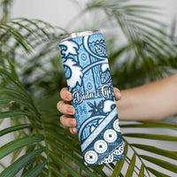 Blue Bula Fiji Skinny Tumbler Fijian Language Week Tapa Cloth - Pastel
