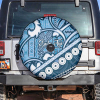 Blue Bula Fiji Spare Tire Cover Fijian Language Week Tapa Cloth - Pastel LT14 Blue - Polynesian Pride
