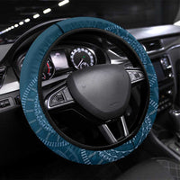Blue Bula Fiji Steering Wheel Cover Fijian Language Week Tapa Cloth - Pastel LT14 Universal Fit Blue - Polynesian Pride