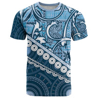 Blue Bula Fiji T Shirt Fijian Language Week Tapa Cloth - Pastel LT14 Blue - Polynesian Pride