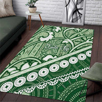 Green Bula Fiji Area Rug Fijian Language Week Tapa Cloth - Pastel LT14 Green - Polynesian Pride