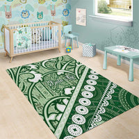 Green Bula Fiji Area Rug Fijian Language Week Tapa Cloth - Pastel LT14 - Polynesian Pride
