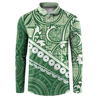 Green Bula Fiji Button Sweatshirt Fijian Language Week Tapa Cloth - Pastel LT14 Green - Polynesian Pride
